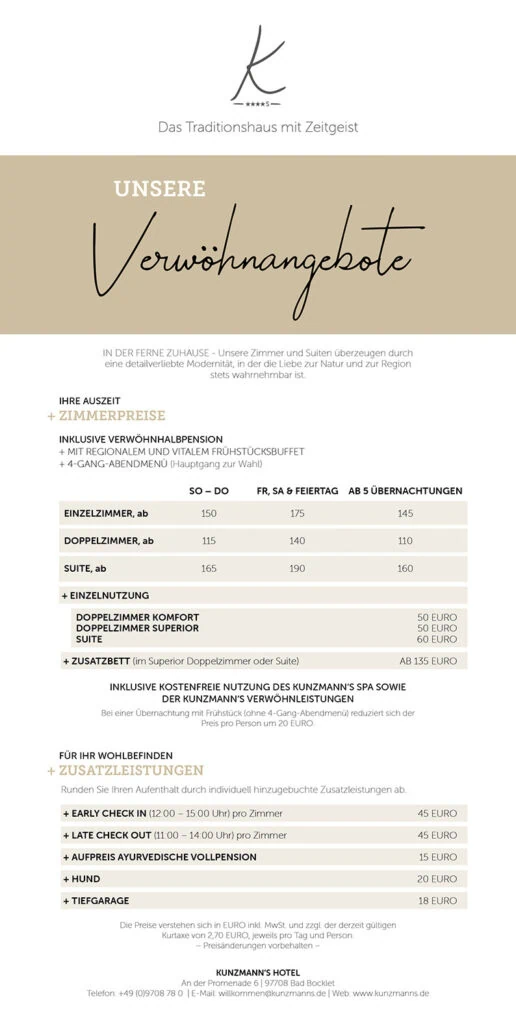 kunzmanns preisliste 2022